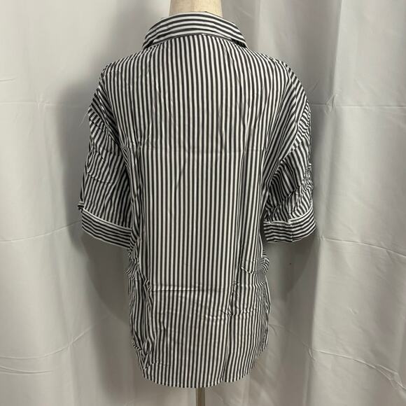 NWT Ettitude Sateen Short Sleeve PJ Shirt - Slate Stripes - Picture 2 of 6